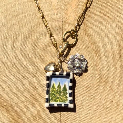 "Fabled Forest"- Ceramic Charm Necklace