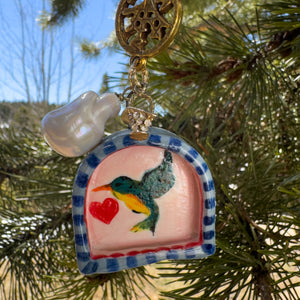 "Harriet the Hummingbird"- Ceramic Charm Necklace