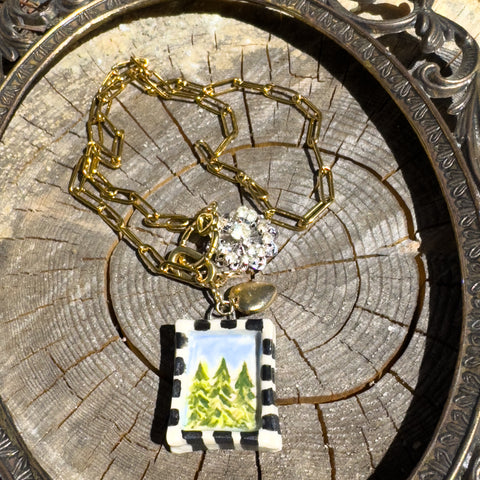 "Fabled Forest"- Ceramic Charm Necklace