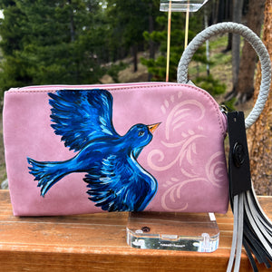 "Bluebird:" Hand Painted Clutch Bag