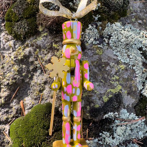 "Abstract Soldier with Snowflake Wand" Wood Christmas Ornament