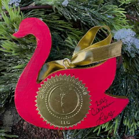 "Swan Lake" Pink Wooden Christmas Ornament