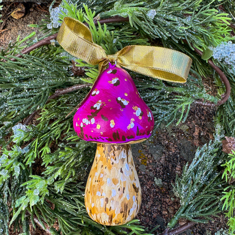 "Pip" Purple Mushroom Wooden Christmas Ornament