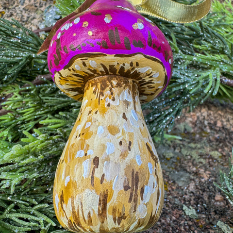 "Pip" Purple Mushroom Wooden Christmas Ornament