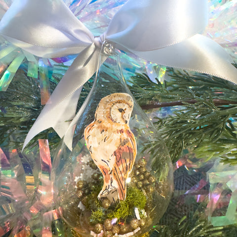 "Snow Owl" Snow Globe Christmas Ornament