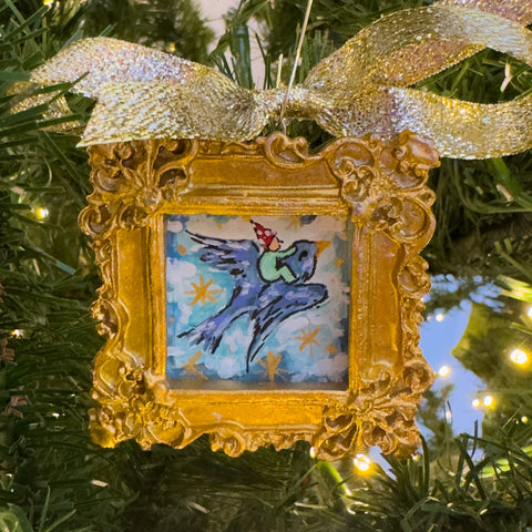 Sugarplum Christmas Ornament ~ Fairy on a Bluebird
