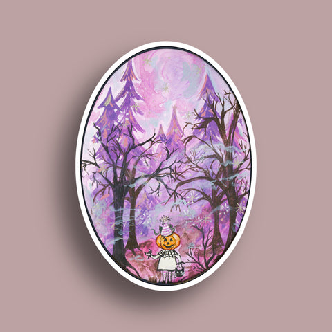 "Winifred Goes Trick or Treating" Art Sticker