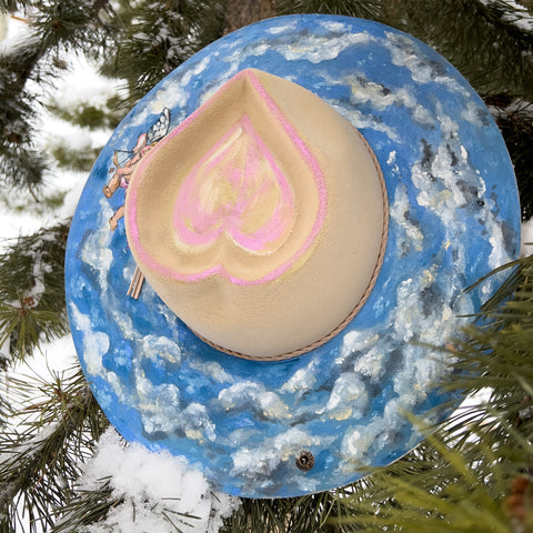 "Valentine Cherub & Roses' Hand Painted Hat