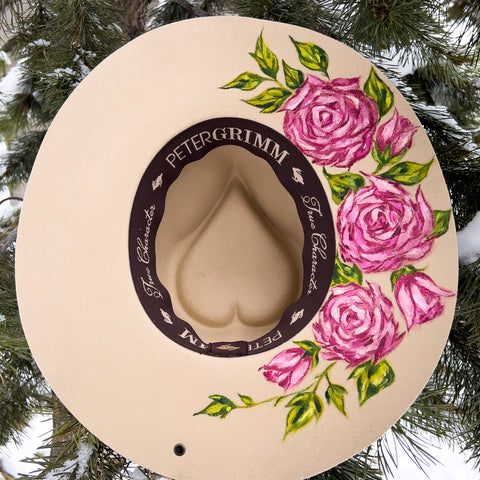 "Valentine Cherub & Roses' Hand Painted Hat