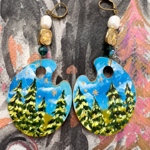 "Fairytale Trees" Hand Painted Art Earrings
