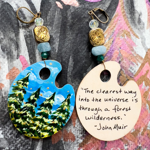 "Fairytale Forest" Hand Painted Art Earrings