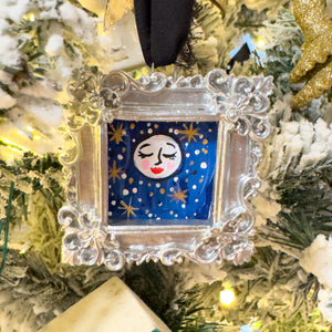 Sugarplum Christmas Ornament ~ Blue Moon (Silver Frame)
