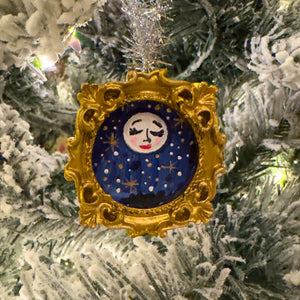 Sugarplum Christmas Ornament ~ Blue Moon (Gold Frame)