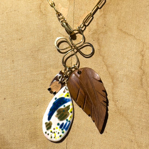 "Oliver the Owl & His Magic Leaf"- Ceramic Charm Necklace