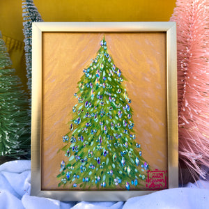 "Marshmallow" Candy Cane Forest Christmas Tree Original Acrylic Painting 8'x10"