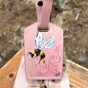 "Bee" Hand Painted Leather Luggage Tag