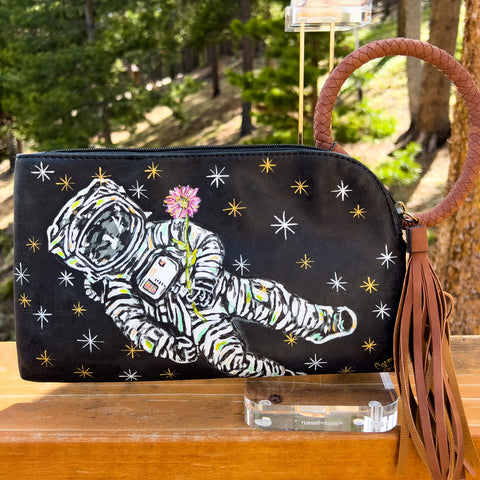 "Rocket Man" Hand Painted Clutch Bag