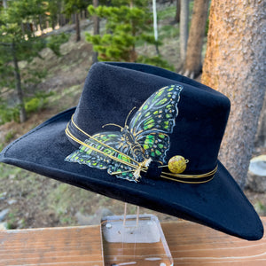 "Butterfly" Western Brim Vegan Suede Hand Painted Hat