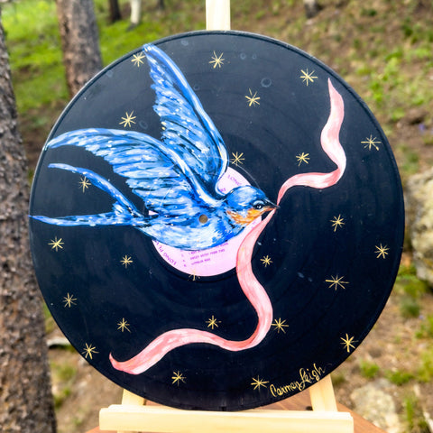 "Flight"Bluebird Folktale Troubadour Vinyl Album Fine Art Print 12"x12"