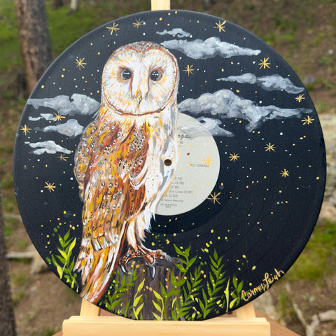 "Ancient Secret" Owl Folktale Troubadour Vinyl Album Fine Art Print 12"x12"
