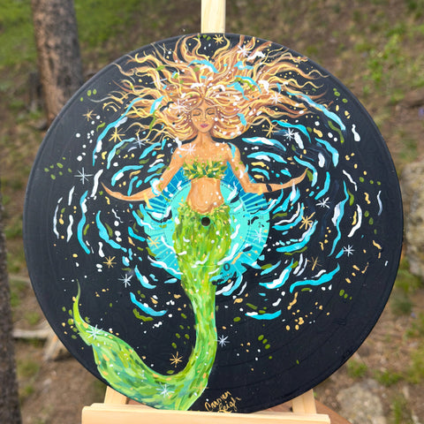 "Siren" Mermaid Folktale Troubadour Vinyl Album Fine Art Print 12"x12"