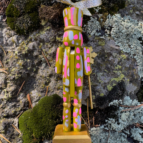 "Abstract Soldier with Snowflake Wand" Wood  Christmas Ornament