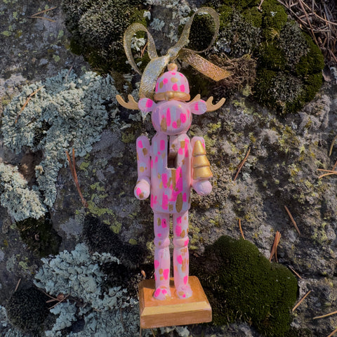 "Abstract Moose Nutcracker" Wood  Christmas Ornament