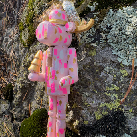 "Abstract Moose Nutcracker" Wood  Christmas Ornament