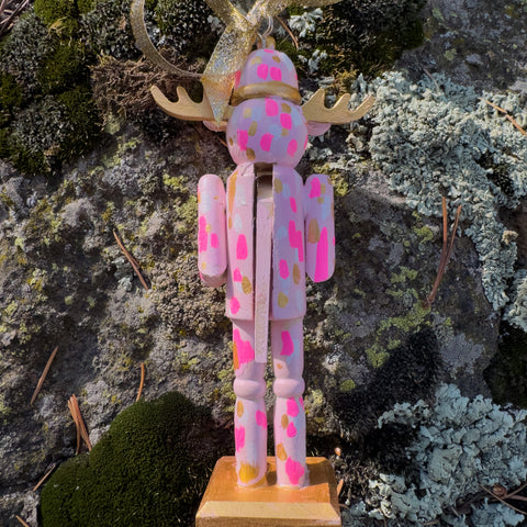"Abstract Moose Nutcracker" Wood  Christmas Ornament