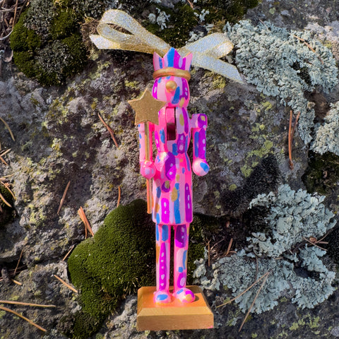 "Abstract Fairy Nutcracker with Star Wand" Wood  Christmas Ornament