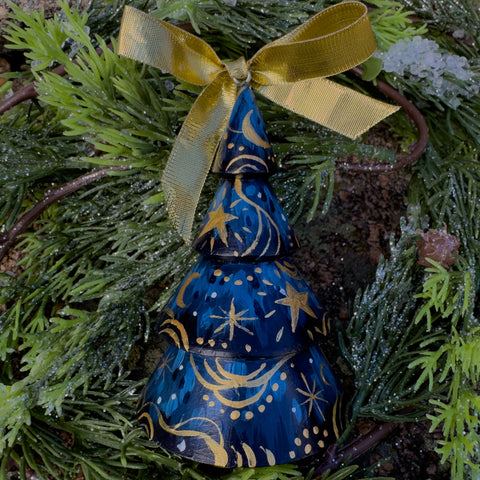 "Celestial" Wood Tree Christmas Ornament