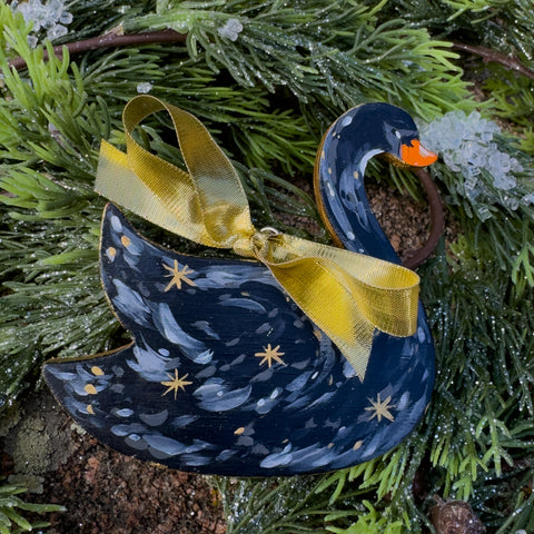 "Swan Lake" Black Wooden Christmas Ornament