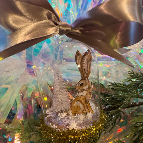 "Christmas Bunny" Snow Globe Christmas Ornament