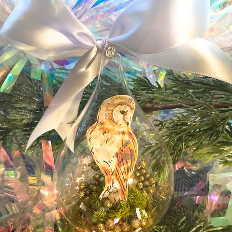 "Snow Owl" Snow Globe Christmas Ornament