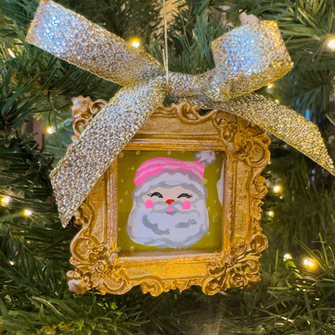 Sugarplum Christmas Ornament ~ Santa with Pink Hat