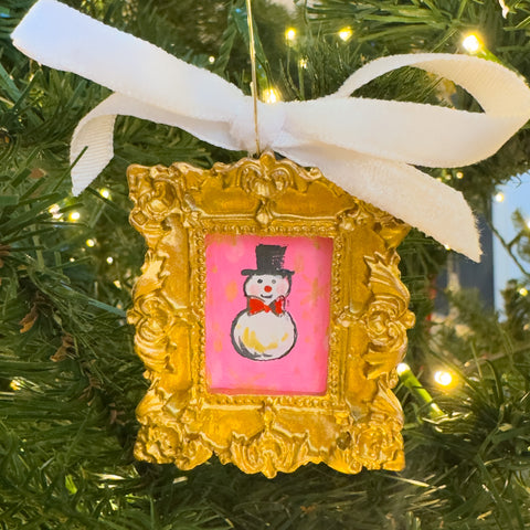 Sugarplum Christmas Ornament ~ Snowman with Red Bow Tie