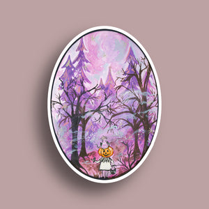"Winifred Goes Trick or Treating" Art Sticker