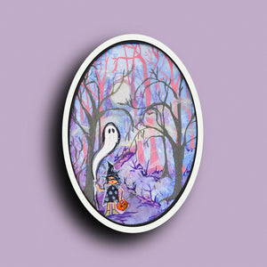‘Esmeralda and Salem the Ghost’ Art Sticker
