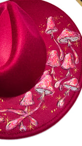 "Red Queen Wonderland Mushroom" Red Hand Painted Hat