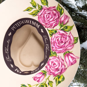 "Valentine Cherub & Roses' Hand Painted Hat