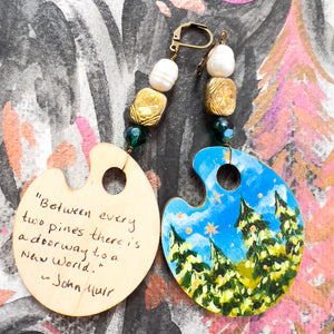 "Fairytale Trees" Hand Painted Art Earrings