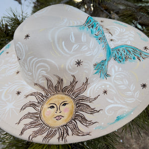 "Bluebird, Sunshine & Love in Lace" Hand Painted Hat
